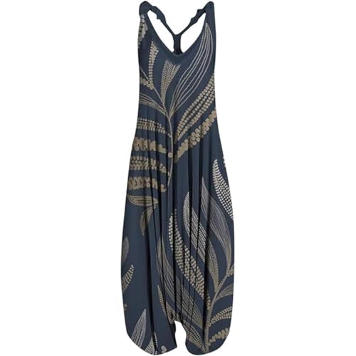 SSLLH Damen Casual Lose Jumpsuit Druck Rompers Mädchen Sommeroverall, Grau, 3XL von SSLLH