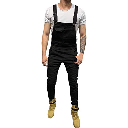 SSLLH Herren Jeans Latzhose Lange Skinny Fit Camouflage/Einfarbig Streetwear Gewaschen Zerreißen Playsuit Retro Denim Bib Overalls für Männer Cargo Jeanshose mit Träger Bequem Arbeitshose Latzhose von SSLLH