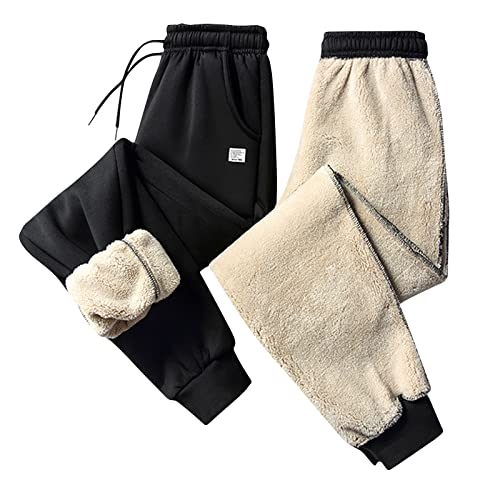 SSLLH Herren Sweatpants Gefüttert Fleece-Futter Jogginghose Stretch Skihose mit Kordelzug Regular Fit Trainingshose für Männer Herbst und Winter Trekkinghose Outdoor Wandern Jogging Wanderhose von SSLLH