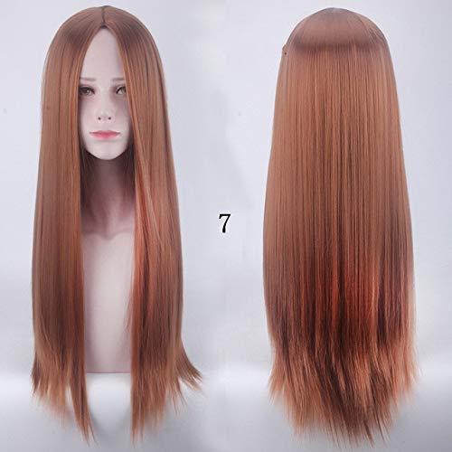 100Cm Long Staight Cosplay Wig Heat Resistant Synthetic Hair Anime Party wigs 10 color Colourful 7 von SSLQYLEE
