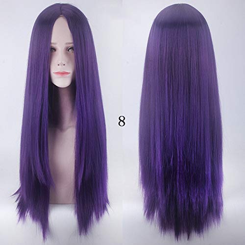100Cm Long Staight Cosplay Wig Heat Resistant Synthetic Hair Anime Party wigs 10 color Colourful 8 von SSLQYLEE