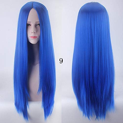 100Cm Long Staight Cosplay Wig Heat Resistant Synthetic Hair Anime Party wigs 10 color Colourful 9 von SSLQYLEE