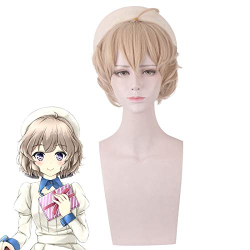 Anime Comic Invented Inference Wigs Kotoko Iwanaga Cosplay Wig Short Curly Heat Resistant Synthetic Hair Wig + Wig Cap PL-239 von SSLQYLEE