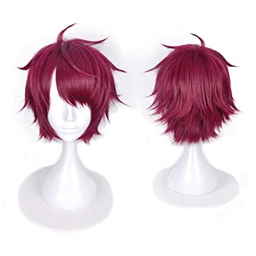 Anime Cosplay Wig，A3 Sakuma Sakuya Wig，Red short Wig，with Free Wig Cap，for Christmas Carnival party Halloween Cosplay Wig(Size:Style 1), AS Show von SSLQYLEE