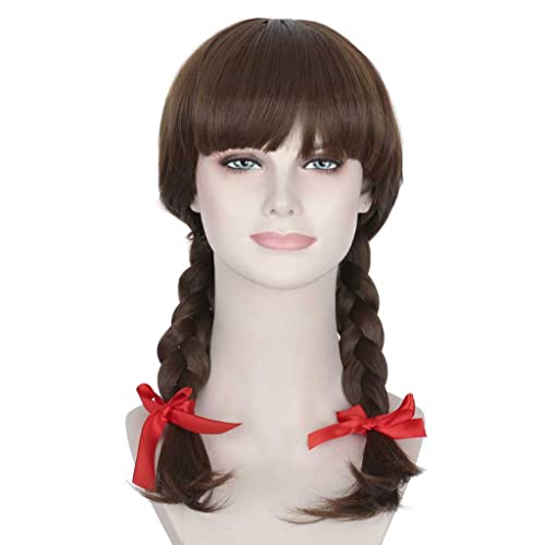 Anime Cosplay Wig，Annabelle Wig，Long Brown Braids Wig，with Free Wig Cap，for Christmas Carnival party Halloween Cosplay Wig von SSLQYLEE