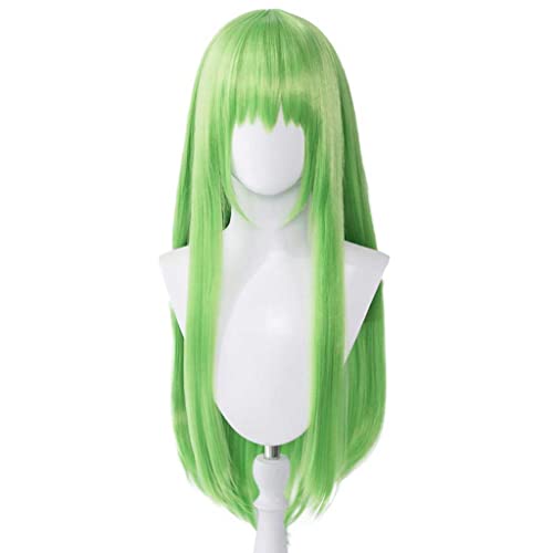 Anime Cosplay Wig，Code Geass C.C. Wig，Green Long Straight Wig，with Free Wig Cap，for Christmas Carnival party Halloween Cosplay Wig(Size:Style 1), OneSize von SSLQYLEE