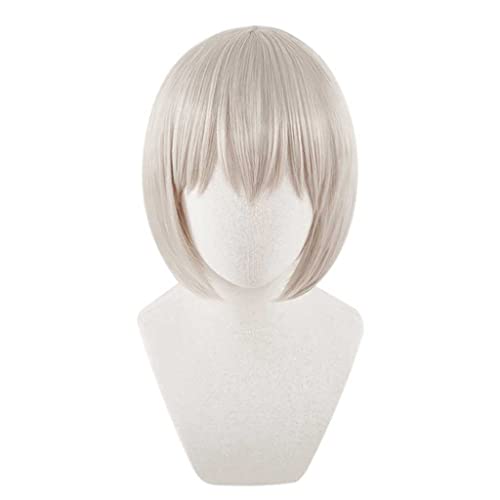 Anime Cosplay Wig for Moca Aoba Cosplay Wig,Short Grey Bob Wig Synthetic Hair,Halloween Costume Cosplay,for Christmas Carnival Party von SSLQYLEE