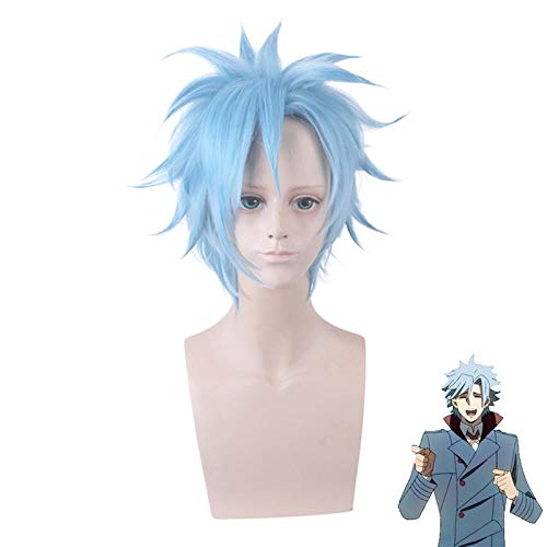 Anime ID:INVADED Akihito Narihisago Cosplay Wig Blue Styled Synthetic Heat Resistant Halloween Role Play von SSLQYLEE