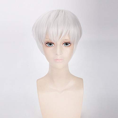 Anime Tokyo Ghoul Ken Kaneki White Black Short Wig Cosplay Costume Ken Kaneki Heat Resistant Synthetic Hair Men Cosplay Wigs PL-356 White von SSLQYLEE