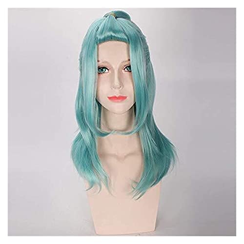 Cosplay Hoozuki No Reitetsu Okou 60Cm Long Curly Wavy Cosplay Wigs for Anime Costume Party Synthetic Hair Light Green Beauty von SSLQYLEE