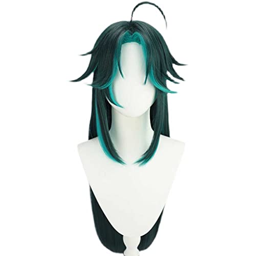 Cosplay Wig,Genshin Impact Yoimiya Cosplay Wig，Short Dark Green Blue Wig,with Free Wig Cap,Halloween Costume Cosplay,for Christmas Carnival party(Size:Long) von SSLQYLEE