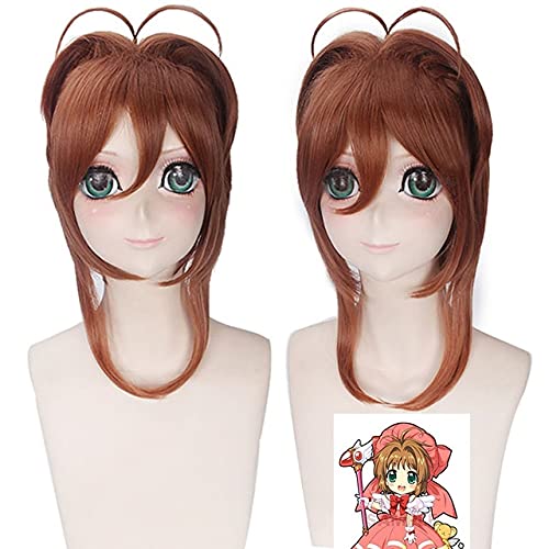 Wig for Anime Card Captor Sakura Cosplay Wig Sakura Kinomoto Brown Synthetic Hair CardCaptor Sakura Cosplay Wigs + wig cap One Size wig PL-238-1 von SSLQYLEE