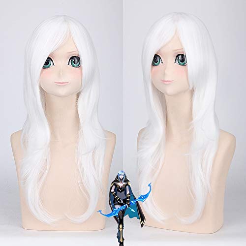 ashe LOL 65cm Anime Game Long Curly Wavy Cosplay Wigs for Women Female Synthetic Hair + Wig Cap PL-058 von SSLQYLEE