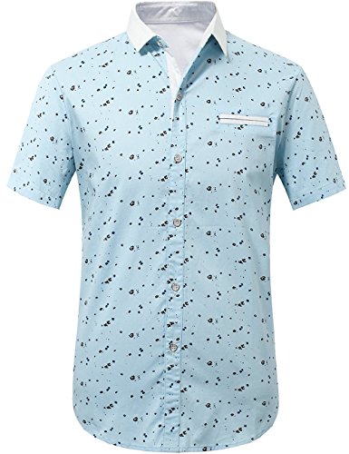 SSLR Herren Hemd Kurzarm Hemden Regular Fit Business Hemd Herren Freizeithemd (Large, Himmelblau) von SSLR