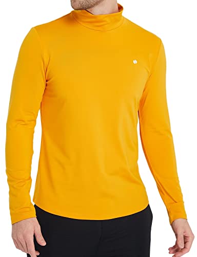 SSLR Herren Thermo Pullover Rollkragen Thermounterwäsche Basic Fleece Langarmshirt Rollkragenpullover für Männer Winter Warm Rollkragenshirt (Large, Gelb) von SSLR