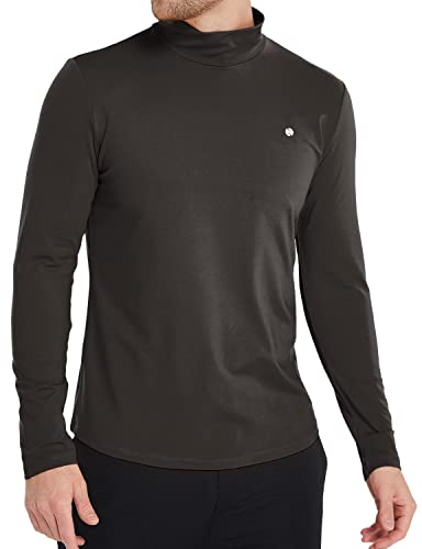 SSLR Herren Thermo Pullover Rollkragen Thermounterwäsche Basic Fleece Langarmshirt Rollkragenpullover für Männer Winter Warm Rollkragenshirt (Large, Grau) von SSLR