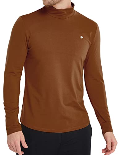 SSLR Herren Thermo Pullover Rollkragen Thermounterwäsche Basic Fleece Langarmshirt Rollkragenpullover für Männer Winter Warm Rollkragenshirt (Medium, Braun) von SSLR