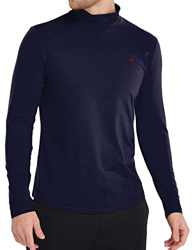 SSLR Herren Thermo Pullover Rollkragen Thermounterwäsche Basic Fleece Langarmshirt Rollkragenpullover für Männer Winter Warm Rollkragenshirt (Medium, Marineblau) von SSLR