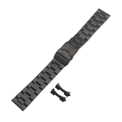 SSNAWBA 304 massives Edelstahlarmband, 20 mm, 22 mm, Faltschließe, gebogenes Ende, for Herren und Damen, 3 Zeiger, goldfarbenes Metall-Uhrenarmband-Zubehör(Matte Black,22mm) von SSNAWBA