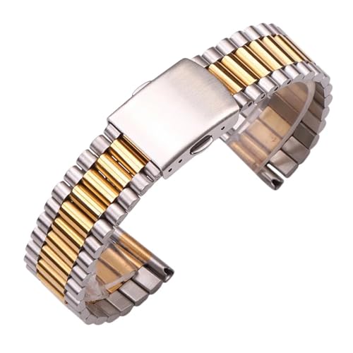 SSNAWBA Armband aus Edelstahl für Damen, Armbänder aus Gold und Silber, 12 mm, 14 mm, 16 mm, 18 mm, 20 mm, Armband für Uhr aus Metall, doppelter Verschluss, 12mm, Achat von SSNAWBA