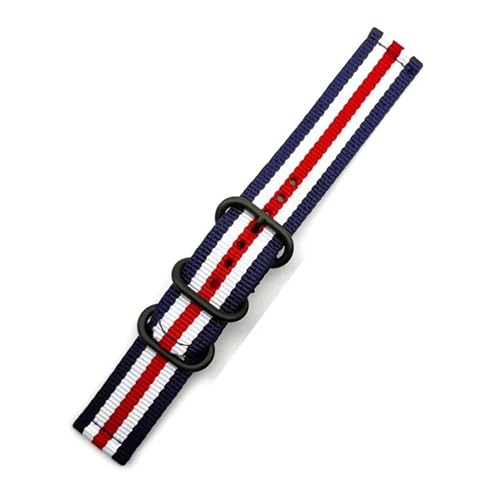 SSNAWBA Gestreiftes Nylon-Uhrenarmband, schwarze Ringschnalle, 18 mm, 20 mm, 22 mm, 24 mm, for Herren und Damen, Ersatz for Uhrenarmband, kompatibel mit Samsung S3, kompatibel mit Huawei GT(Blue white SSNAWBA Gestreiftes Nylon-Uhrenarmband, schwarze Ringschnalle, 18 mm, 20 mm, 22 mm, 24 mm, for Herren und Damen, Ersatz for Uhrenarmband, kompatibel mit Samsung S3, kompatibel mit Huawei GT(Blue white von SSNAWBA