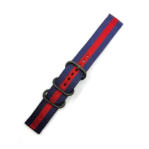 SSNAWBA Gestreiftes Nylon-Uhrenarmband, schwarze Ringschnalle, 18 mm, 20 mm, 22 mm, 24 mm, for Herren und Damen, Ersatz for Uhrenarmband, kompatibel mit Samsung S3, kompatibel mit Huawei GT(Blue red b SSNAWBA Gestreiftes Nylon-Uhrenarmband, schwarze Ringschnalle, 18 mm, 20 mm, 22 mm, 24 mm, for Herren und Damen, Ersatz for Uhrenarmband, kompatibel mit Samsung S3, kompatibel mit Huawei GT(Blue red b von SSNAWBA