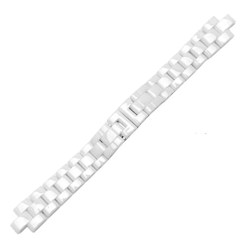 SSNAWBA Kompatibel mit J12 Keramikarmband Damen Herren Uhrenarmband Modearmband Schwarz-Weiß Uhrenarmbänder 19mm(Bianco,16mm) von SSNAWBA
