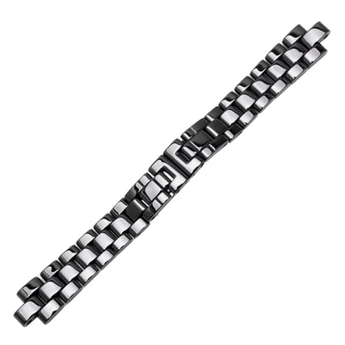 SSNAWBA Kompatibel mit J12 Keramikarmband Damen Herren Uhrenarmband Modearmband Schwarz-Weiß Uhrenarmbänder 19mm(Noir,16mm) von SSNAWBA