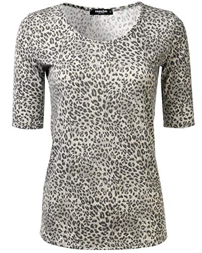 SSOULM Damen 1/2 Arm U-Ausschnitt Baumwolle Basic Slim Fit T-Shirt Top mit Übergröße - - Mittel von SSOULM