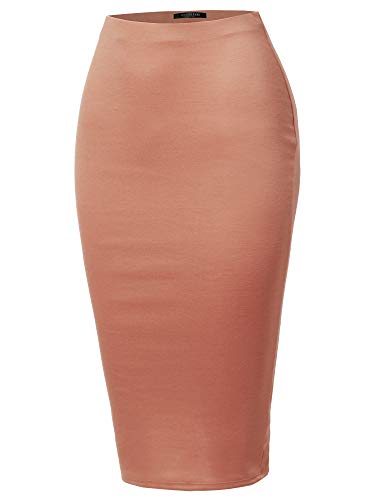 SSOULM Damen Bleistiftrock mit Rückenschlitz und Übergröße - Pink - Klein von SSOULM