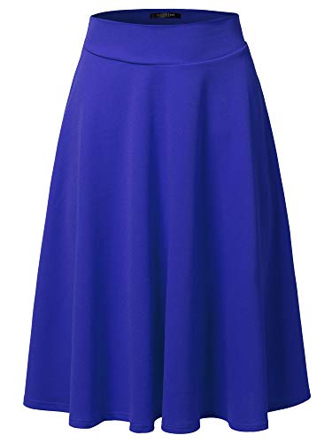 SSOULM Damen High Waist Flare A-Linie Midi Rock mit Übergröße - Blau - X-Groß von SSOULM