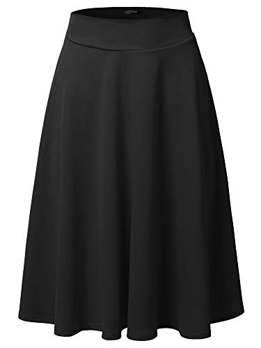 SSOULM Damen High Waist Flare A-Linie Midi Rock mit Übergröße - Schwarz - XXX-Large von SSOULM