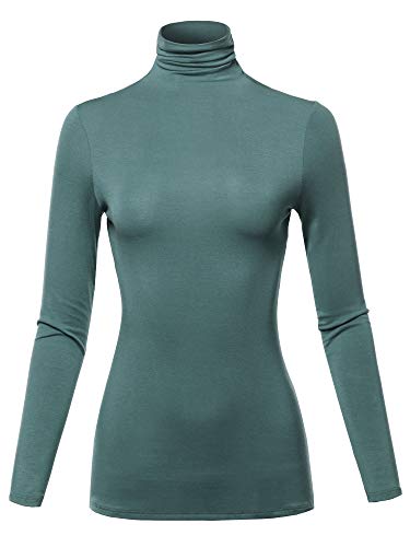 SSOULM Damen Slim Leicht Langarm Pullover Rollkragen Shirt Top mit Plus Size - Blau - X-Groß von SSOULM