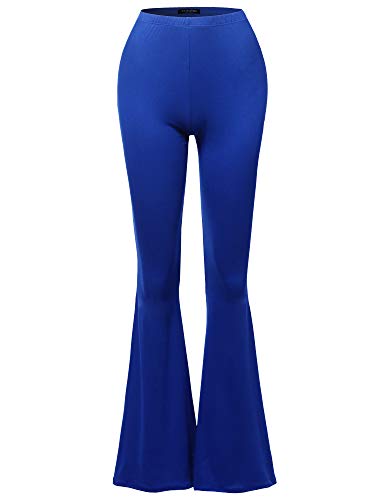 SSOULM Damen Stretch-Hose mit weitem Bein, hohe Taille, Glockenunterteil, Schlaghose mit Übergröße - Blau - Mittel von SSOULM