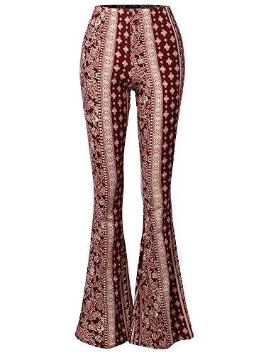 SSOULM Damen Stretch Weite Bein Hohe Taille Bell Bottom Flare Hose mit Übergröße - mehrfarbig - Groß von SSOULM