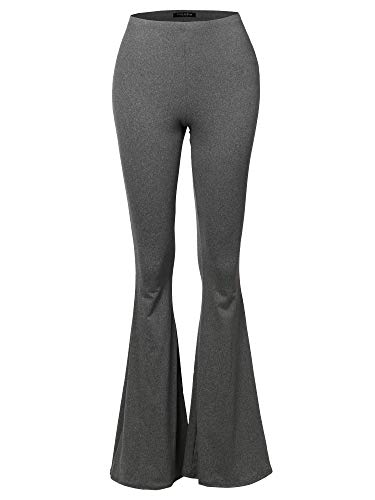 SSOULM Damen Stretchhose mit weitem Bein, hohe Taille, Glockenunterteil, Schlaghose mit Übergröße, Spa001_charcoal, S von SSOULM