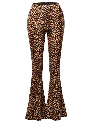 SSOULM Damen Stretchhose mit weitem Bein, hohe Taille, Glockenunterteil, Schlaghose mit Übergröße, Spa001_leopard, XX-Large von SSOULM