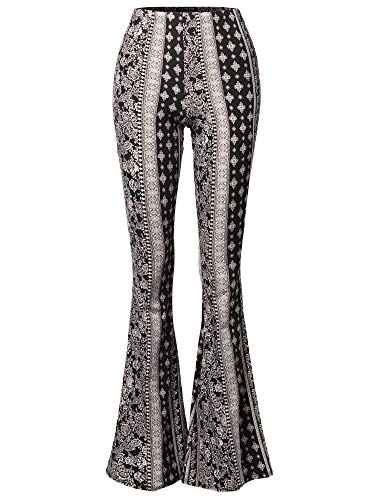 SSOULM Damen Stretchy Wide Leg High Waist Bell Bottom Flare Hose mit Übergröße, Spa001_multiblack, S von SSOULM