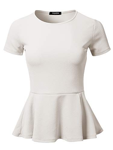 SSOULM Klassische Damenbluse mit Schößchen, dehnbar, kurzärmelig, mit Schößchen, Übergröße, STT021_white, Mittel SSOULM Klassische Damenbluse mit Schößchen, dehnbar, kurzärmelig, mit Schößchen, Übergröße, STT021_white, Mittel von SSOULM