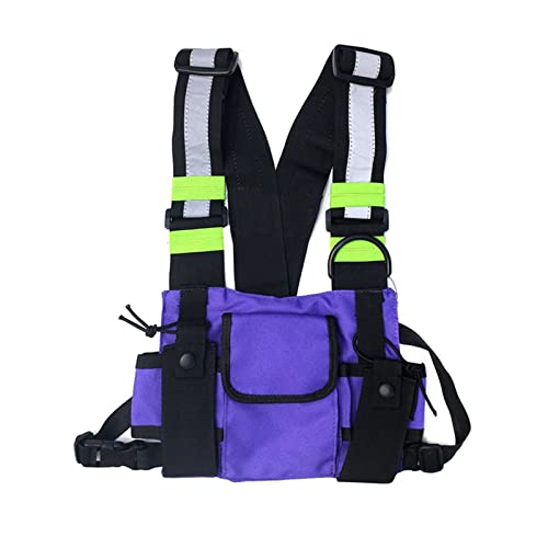 SSWERWEQ Brusttasche Functional Chest Bag Men's Vest Bag Waist Bag Black Chest Bag (Color : B) von SSWERWEQ