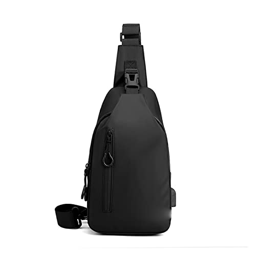 SSWERWEQ Brusttasche Herren-Brusttasche Freizeit Große Kapazität One-Shoulder Messenger Bag Korean Locomotive Bag Wasserabweisende Tasche (Color : Black) von SSWERWEQ