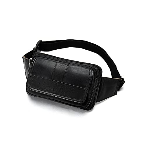 SSWERWEQ Crossbody Bag Cindhide Herren Taille Tasche, Leder männlich Fanny Pack Hüfte Gürteltasche, Mann Handy Pouch Umhängetaschen für Männer Reisen Taille Packung (Color : Black) von SSWERWEQ