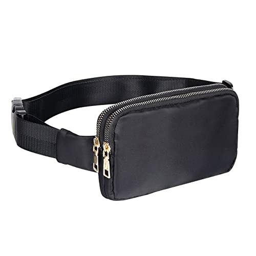 SSWERWEQ Crossbody Bag Damen Double Zipper Waist Bag Rain Proof, Mobile Phone Shoulder Bag (Color : Black) von SSWERWEQ