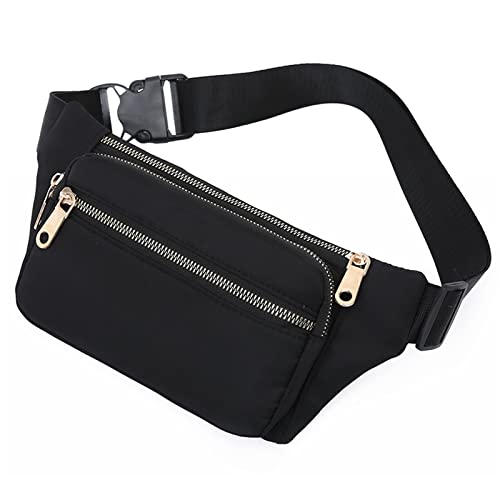 SSWERWEQ Crossbody Bag New Women Waist Bag Zipper Chest Bag Outdoor Sports Crossbody Bag Casual Travel Belt Bag Pocket Money Pouch Bags (Color : Black) von SSWERWEQ