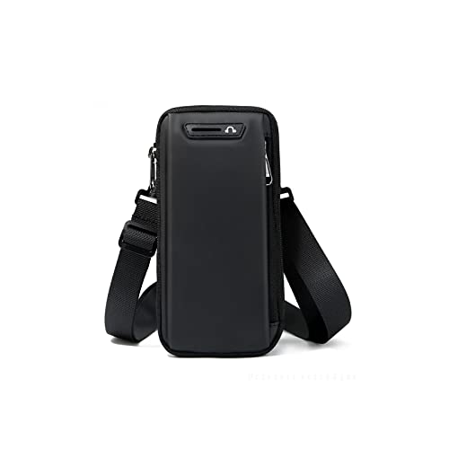 SSWERWEQ Crossbody Bag Taille Tasche Handytasche Männer Kleine Brusttasche Schulter Messenger Taille Tasche Rucksack wasserdichte Oxford Tuch (Color : Black) von SSWERWEQ