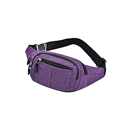 SSWERWEQ Crossbody Bag Taille Tasche für Männer, Oxford Tuch Wasserabweisende Handy Aufbewahrungstasche, sportlicher und lässiger Kreuzkörper-Brusttasche für Frauen (Color : Purple) von SSWERWEQ