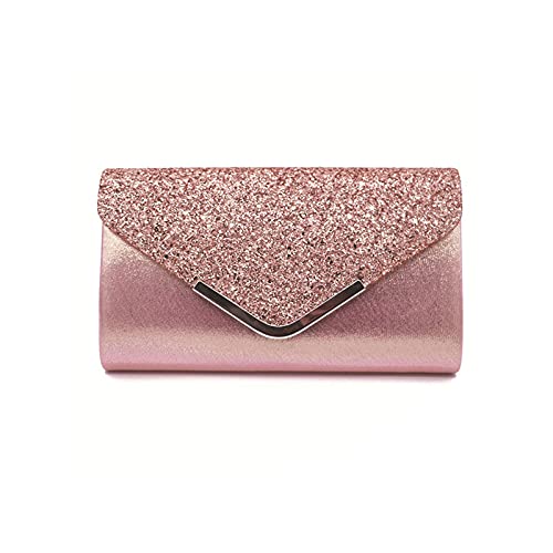 SSWERWEQ Geldbeutel Damen Bankettbeutel Braut Tasche Frauen Tasche Damen Pu. Pailletten-Diamant-Umschlag-Tasche Brautjungfern-Tasche Kosmetiktasche Kupplungsbeutel (Color : Pink) von SSWERWEQ