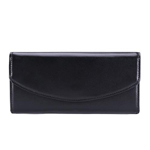 SSWERWEQ Geldbeutel Damen Brieftaschen, Damen-Geldbörse, Lange Brieftasche, Multi-Karten-Bit-Brieftasche, Ledergeldbörse, Geldbörsenmultifunktions (Color : Black) von SSWERWEQ
