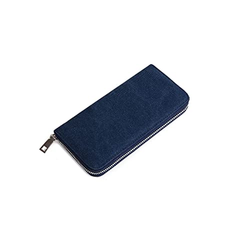 SSWERWEQ Geldbeutel Damen Brieftaschen Leinwand Mode Große Kapazität Geldbörse Qualität Blauer Khaki Brieftasche Mode Geld Clip (Color : Blue) von SSWERWEQ