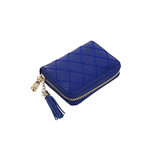 SSWERWEQ Geldbeutel Damen Frauen Kreditkartenhalter Echtes Leder Kissen Quaste Damen Karten Fall Brieftasche Klein (Color : Blue) von SSWERWEQ